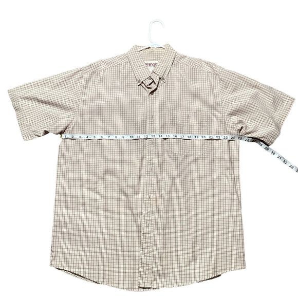 Wrangler Rugged Wear Mens Button-Down Shirt Short Sleeve XL Plaid - Picture 4 of 6
